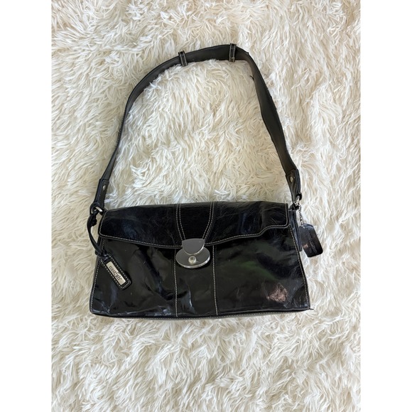 Vintage East 5th Black Leather Shoulder Bag Satchel Purse Designer Handbag - Picture 1 of 9